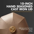 thumbnail image 2 of FINEX 10" Cast Iron Lid Skillet Lid - For 10" Cast Iron Skillet or Pot - Pan Lid for Precise Cooking Control - Built for Lifelong Use - Pre-Seasoned with Organic Flaxseed Oil - Kitchen Essentials, 2 of 7