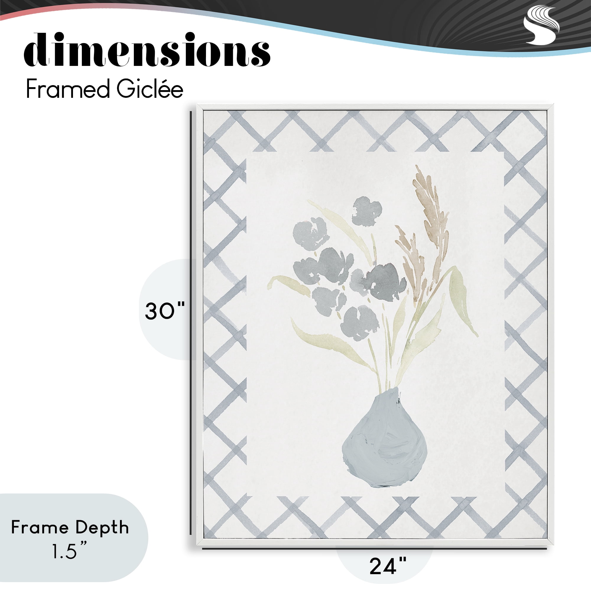 Stupell Industries Muted Blue Anna Bouquet White Framed Giclee Art, design by Lucille Price