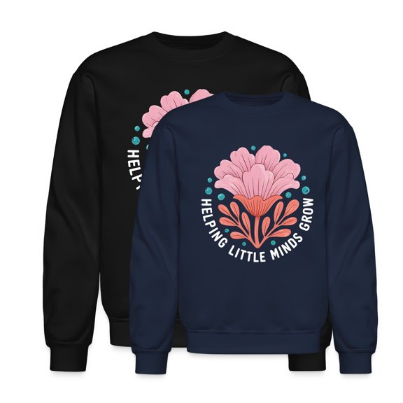 EcoLoom Teacher Boho Floral Helping Little Minds Grow Long Sleeve Unisex Midweight Crewneck Sweatshirt