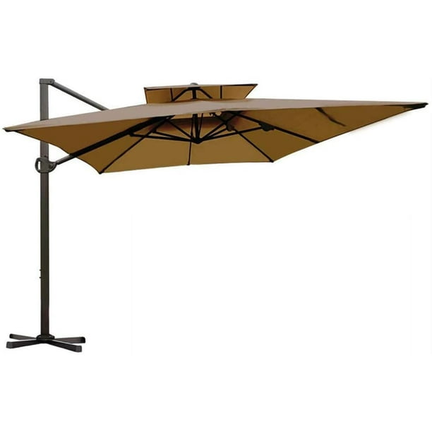 Abba Patio 9 X 12 Ft Rectangular Patio Offset Hanging Umbrella Double Top Cantilever Umbrella With Easy Tilt Cross Base For Garden Deck Backyard Pool Dark Brown Walmart Com Walmart Com