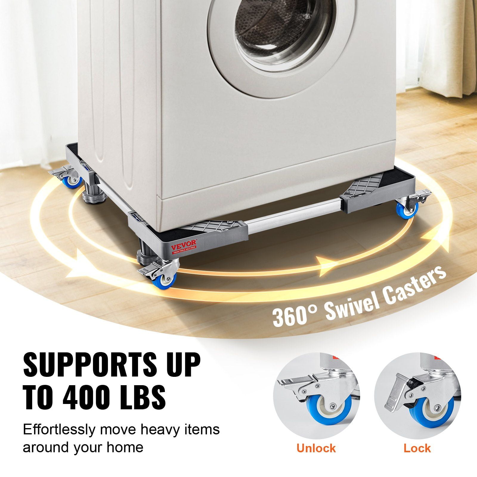 Mini Fridge Stand 400 lbs Load 4 Strong Feet 4 Locking Swivel Wheels Universal Mobile Base for Washer Dryer Washing Machine and Refrigerator