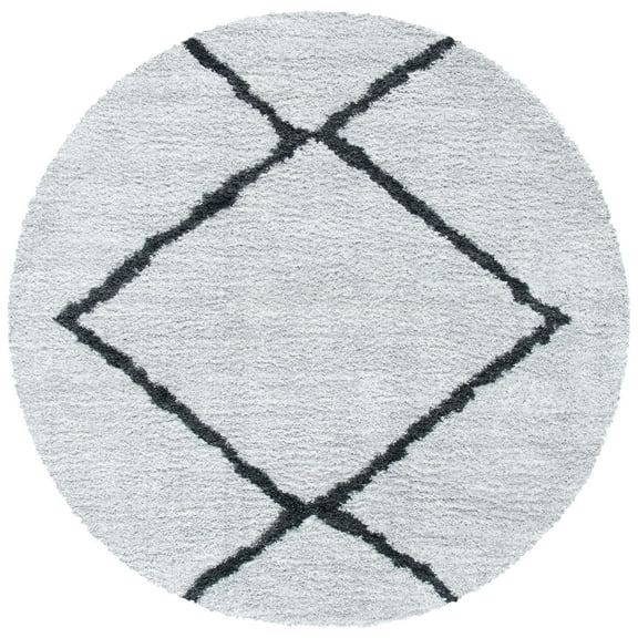SAFAVIEH August Ravenna Diamond Shag Area Rug, Beige/Charcoal, 6'7" x 6'7" Round