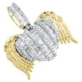 thumbnail image 4 of 10K Yellow Gold Baguette Diamond Dome Heart Angel Wings 1.15" Pendant Charm 2 CT, 4 of 6