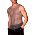 thumbnail image 4 of INSPIRE CHIC Rhinestones Sparkly Tank Top for Men's Shiny Mesh Sleeveless Tee Shirt Rave Sheer Metallic Vest L Silver, 4 of 6