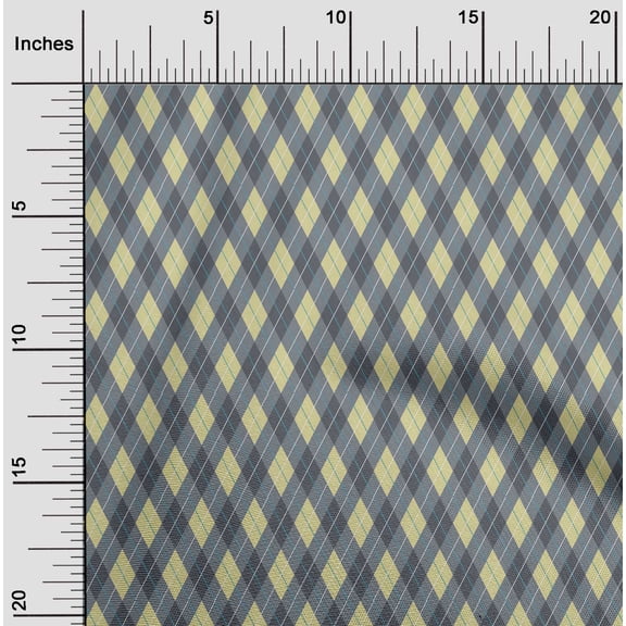 oneOone Viscose Chiffon Gray Fabric Argyle Check Dress Material Fabric Print Fabric By The Yard 42 Inches Wide