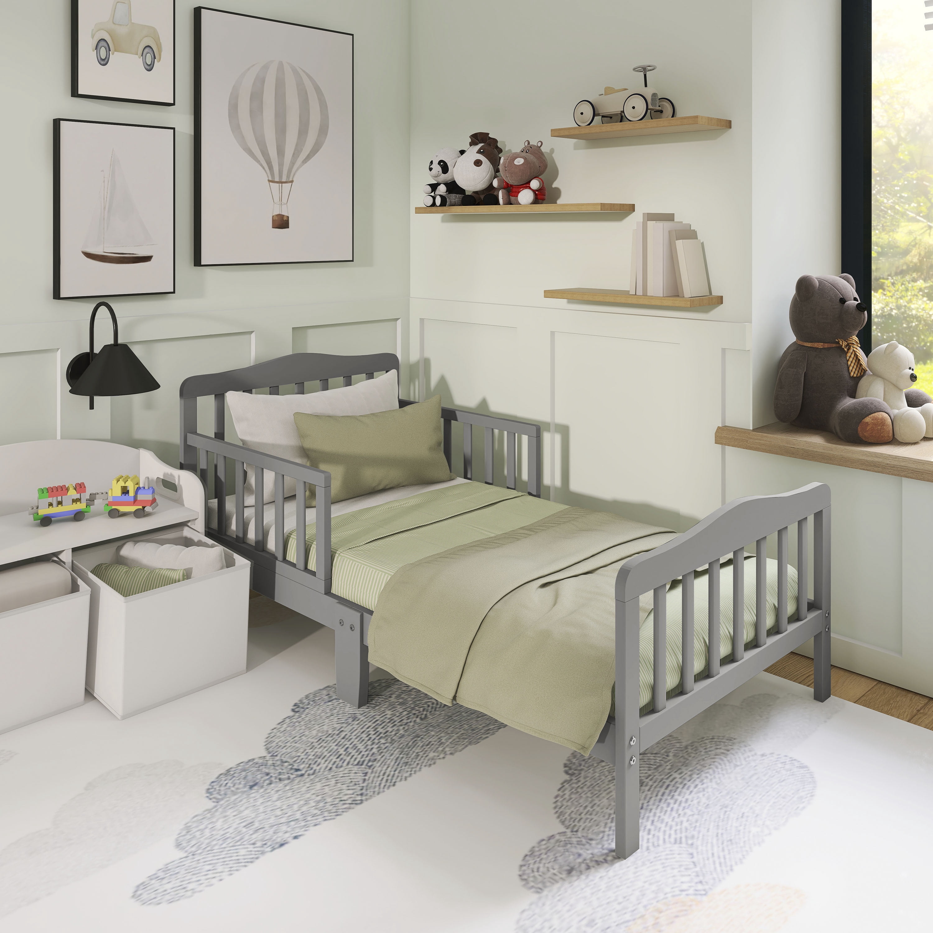 Dream On Me Classic Design Toddler Bed, Steel Grey