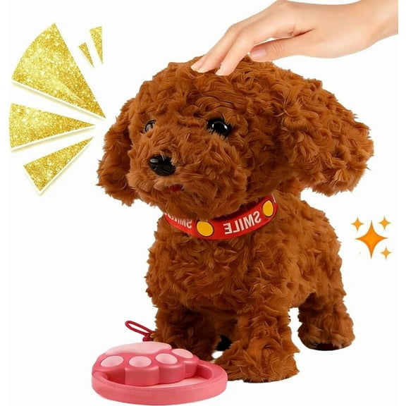 Youpwaven 2026 Wuffy Robot Dog Lifelike Toy Dog, Interactive Robot with Touch Sensing Voice Mimic Licking Motion Leash Remote Soft Fur for K'i'ds Battery Powered