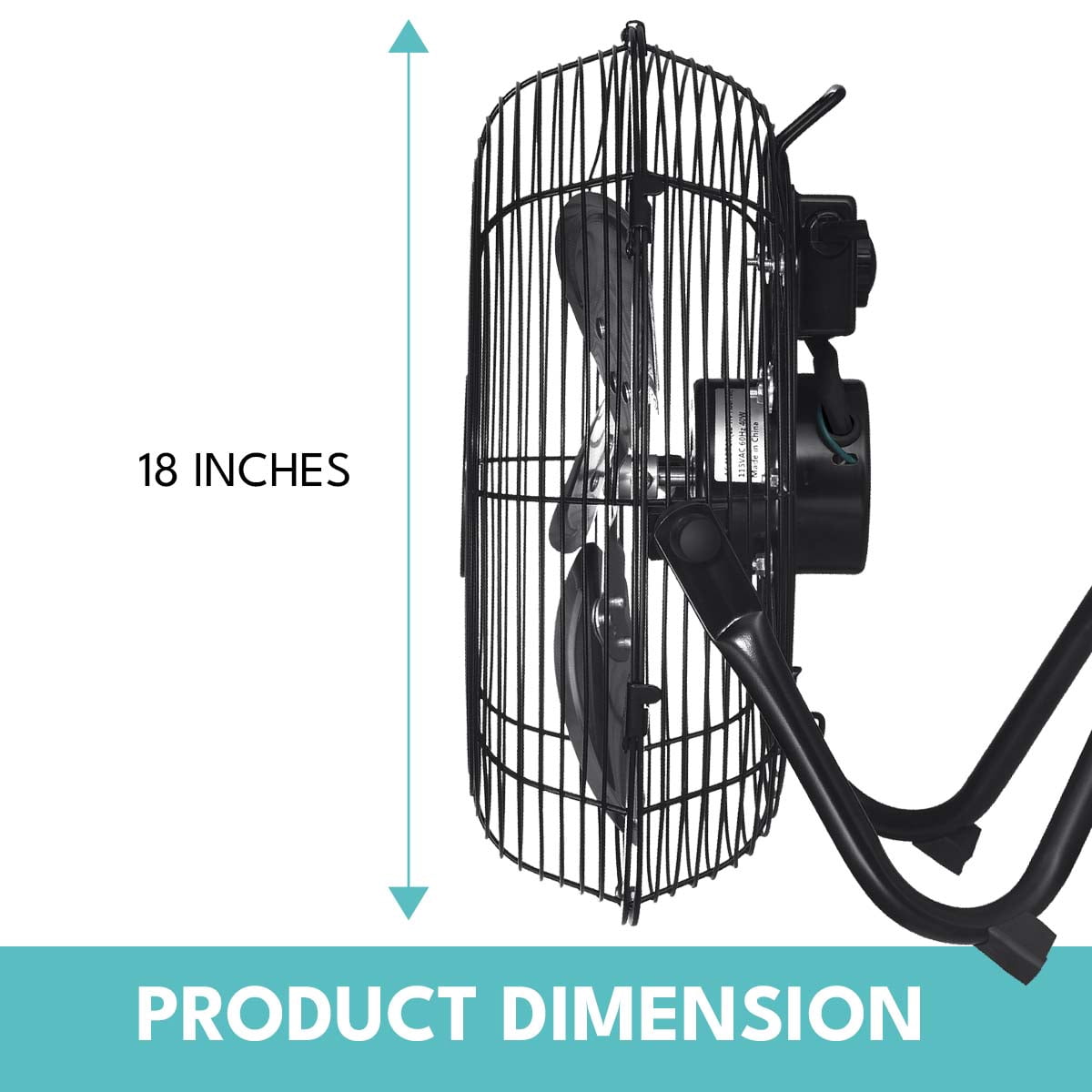 18" 3-Speed High-Velocity Industrial Heavy Duty Metal Floor Fan in Black with Tilting Head for Outdoor Indoor Use