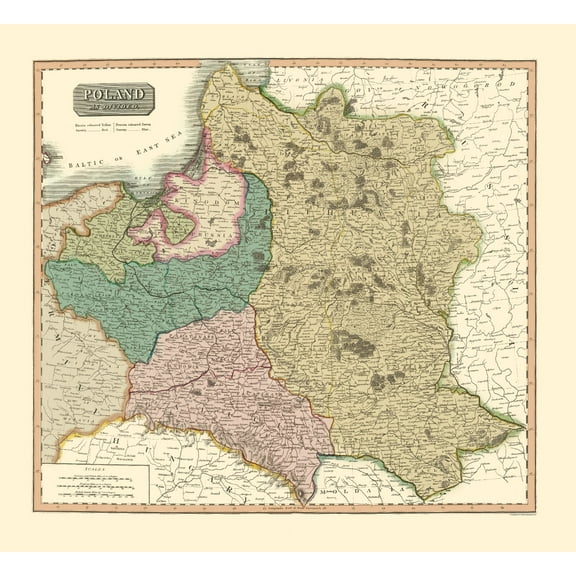 Historic Map - Poland - Thomson 1817 - Vintage Wall Art