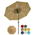 thumbnail image 1 of 10FT Rectangular Solar Patio Umbrella with 32 LED Lights - Large Outdoor Market Parasol, Crank Lift, Push Button Tilt, 8 Sturdy Ribs, UV Protection, Easy Assembly, Base Included -  Khaki, 1 of 7