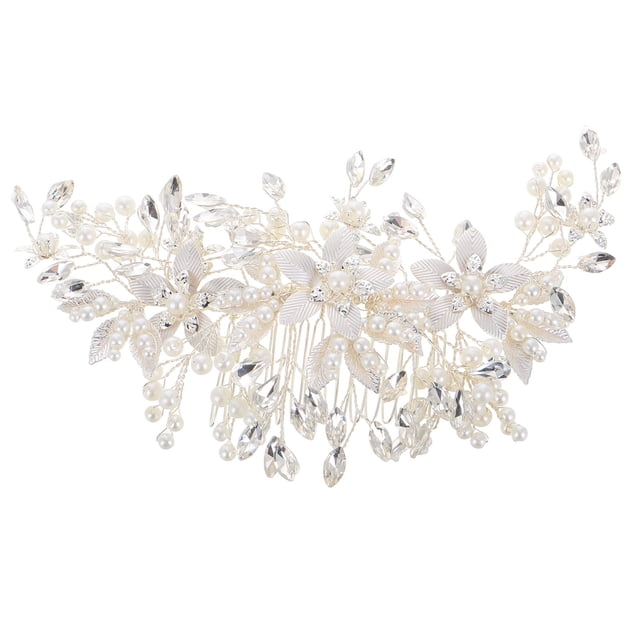 Miangastore Peigne à Cheveux Perle de Mariée Fleur, Pinces à Cheveux de Mariage, Épingle à Cheveux Perle en Strass, Accessoire de Tête pour Mariée, Femmes, Filles