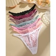 thumbnail image 2 of Finetoo 7 Pack Thong for Women Lace Underwear Stretch T-back Tangas Low Rise Hipster Panties S-XL, 2 of 4