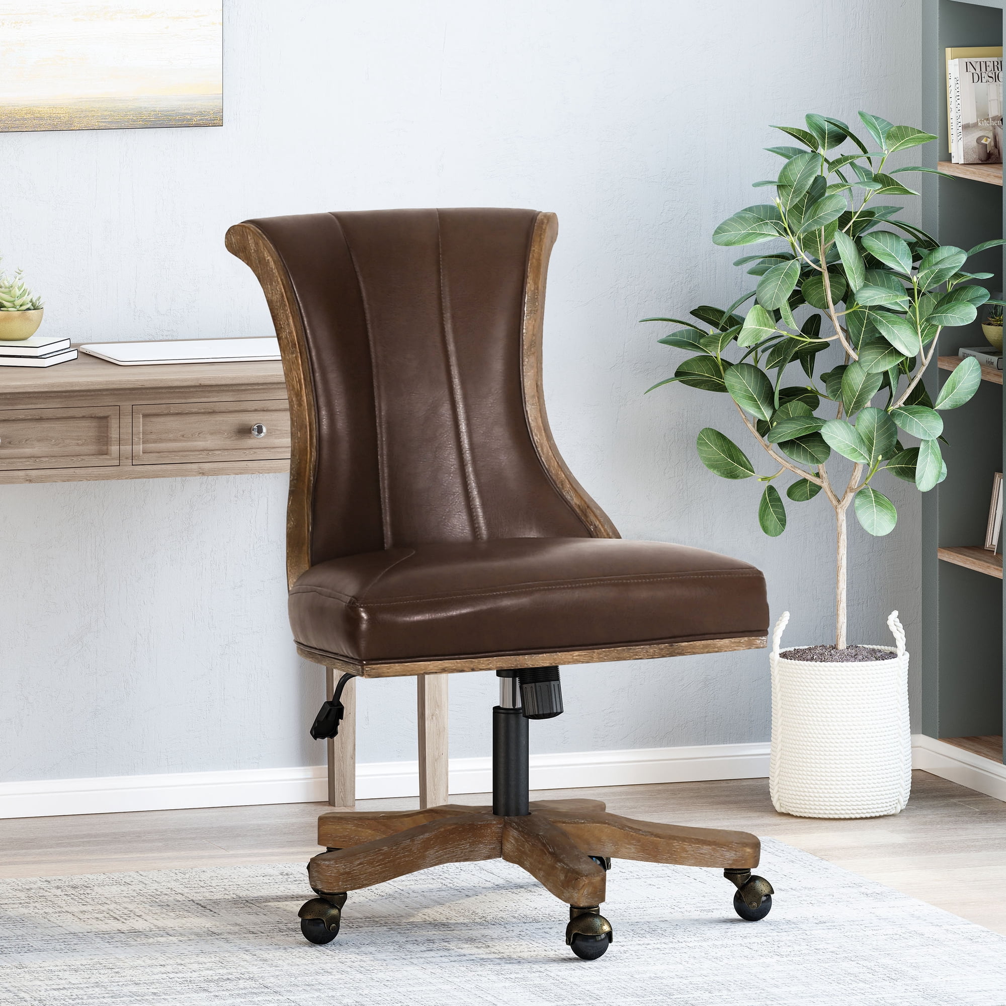brownneutral pu swivelamplift office chair product