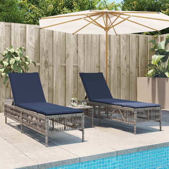 vidaXL Patio Sun Lounger Grey PE rattan, Powder-coated steel Standard