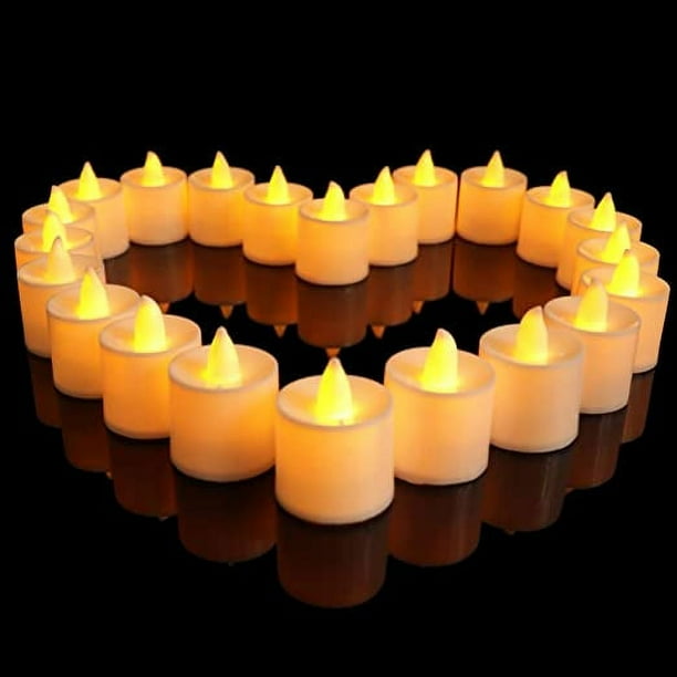 Juego de 24 velas LED a pilas sin llama, realistas y brillantes, velas de té LED - Velas falsas eléctricas para mesas votivas, fiestas, cumpleaños, bodas