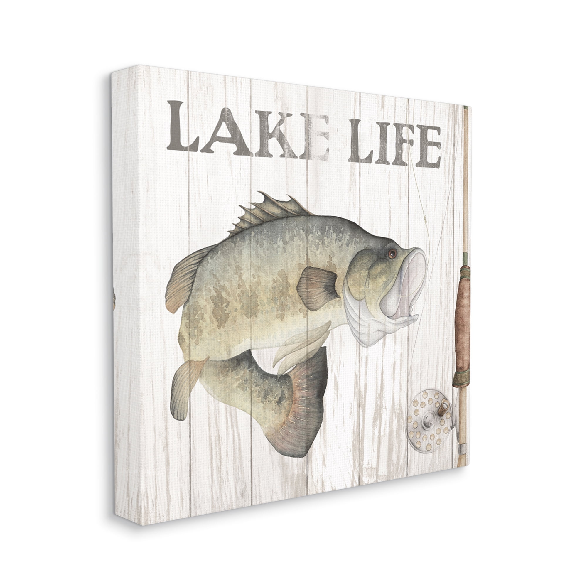 Stupell Industries Lake Life Fishing Phrase Animals & Insects Painting Gallery Wrapped Canvas Print Wall Art, 30 x 30