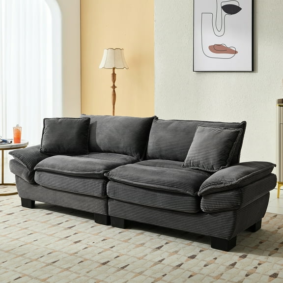 Corduroy With Fabric - Comfy For Living Room Grey Sleeper Strong Structure