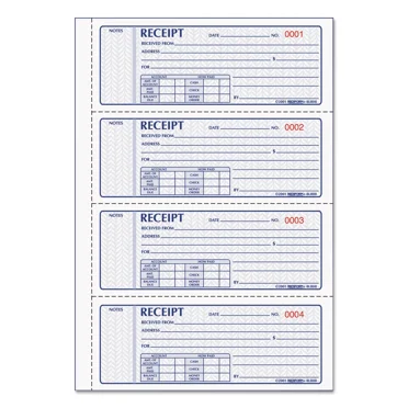 Rediform Money Receipt Book 2 3/4 x 7 Carbonless Triplicate 100 Sets/Book 8L808