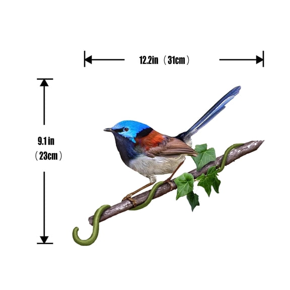 Unbranded Art Deco Simulated Blue-Crowned Fairy Wren Branch Wall Sculptures