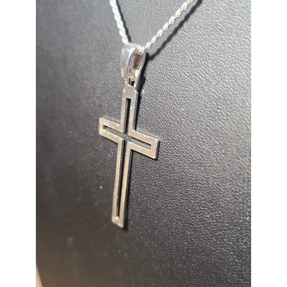 Flat Cross Pendant Real Solid 925 Sterling Silver Men women Made in Italy Jargod