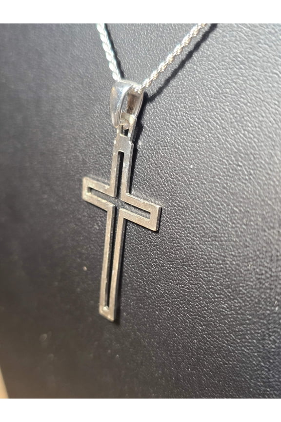 Flat Cross Pendant Real Solid 925 Sterling Silver Men women Made in Italy Jargod