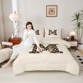 thumbnail image 3 of Erosebridal Teens Adults M Personalized Initial Full Size Comforter Sets 3 Pieces,Leopard Print Bow Knot Bedding Sets For Girls Boys,Grey Reversible, 3 of 6
