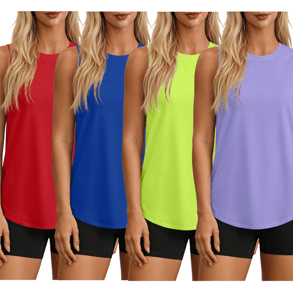 Zwiiyzr 4 Pack Womens UPF 50 Sun Protection Vest Solid Color Sleeveless Lightweight UV Block Outdoor Sports Fishing Summer
