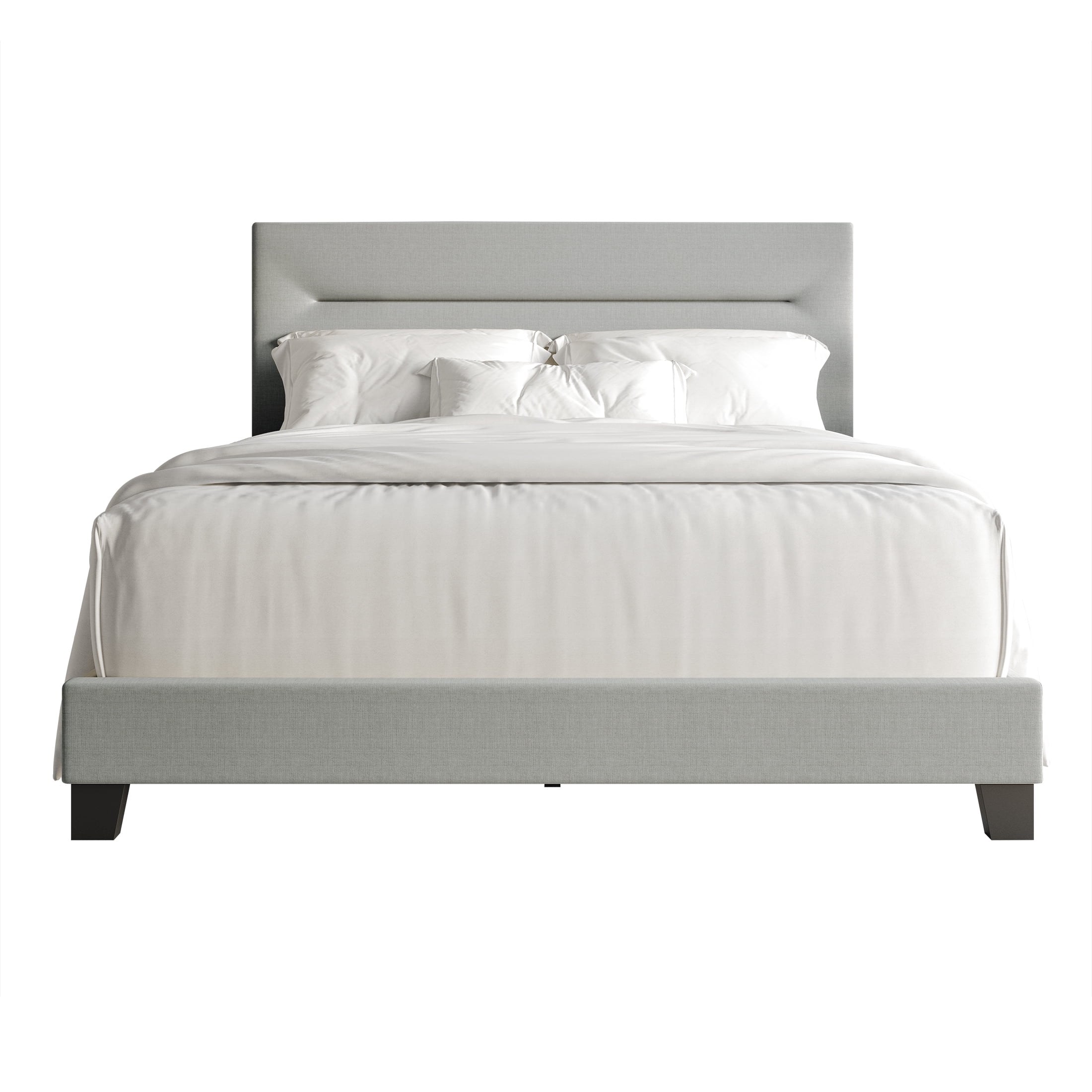 Castle Place Simple Linen Upholstered King Bed, Grey