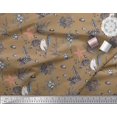 thumbnail image 3 of Soimoi Brown polyester Georgette Fabric Floral, & American Robin Bird Decor Fabric Printed BTY 42 Inch Wide, 3 of 3