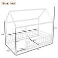 thumbnail image 7 of Leumius Twin Size Floor Bed with House Roof Frame, Fence Guardrails Montessori Floor Bed for Boys Girls White, 7 of 7