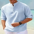 thumbnail image 3 of Hawaiian Seersucker Cardigan Men‘s Button Down Long Sleeve Plus Size Shirt, 3 of 5