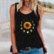 thumbnail image 1 of ICHUANYI Clearance Women's Casual Crewneck Sunflower Print Camisole(Black, XL) ICHUANYI WER2023081505035, 1 of 5