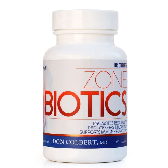 Dr. Colbert, MD Zone Biotics Probiotic | by Divine Health | Plantarum N13, Bacillus Subtilis, Bifidobacterium Lactis & Prebiotics FOS/GOS | 16 Billion CFU | 60 Capsules