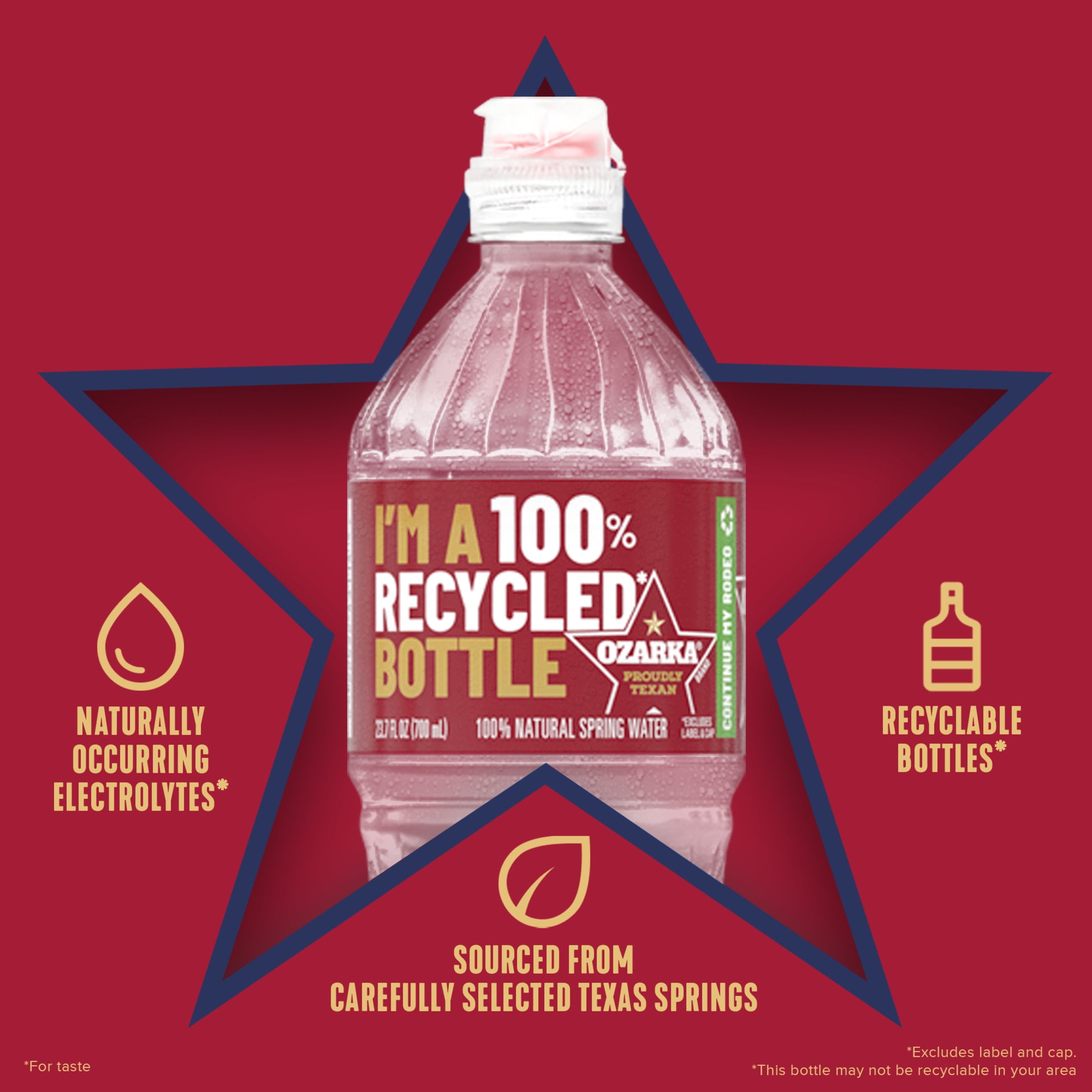 Ozarka Texas Spring Water, 23.7 Fl Oz, 6-Pack Plastic Bottles