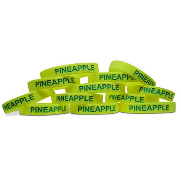 Novel Merk Pineapple Yellow Fruit 12-Piece Party Favor & Carnival Prize Rubber Band Wristband Bracelet Accessory