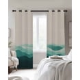 thumbnail image 3 of Teal Beige Ombre Blackout Curtains 45 Inches Long for Bedroom, Minimalist Ocean Waves Linen Thermal Insulated Room Darkening Black Out Window Curtain Panels Grommet Drapes for Living Room, 3 of 8