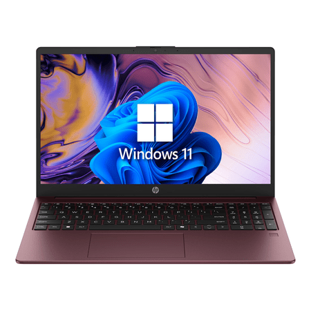 HP 15.6 inch Laptop HD Windows 11 Intel Processor N200 4GB Memory 128GB Storage Dark Red