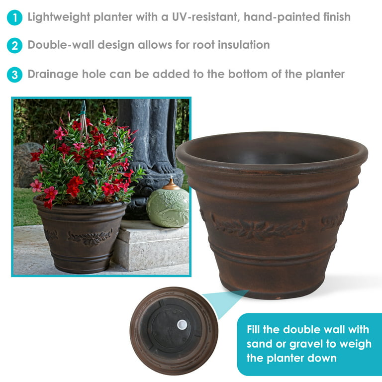 セール正規品 Sunnydaze Hamilton Outdoor/Indoor Planter Pot， Heavy