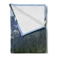 thumbnail image 2 of Idaho Soft Flannel Fleece Throw Blanket, Sawtooth Mountains and Wild Flowers on Foothill near Stanley, Cozy Plush for Indoor and Outdoor Use, 50" x 70", Ceil Blue Olive Green, by Ambesonne, 2 of 5