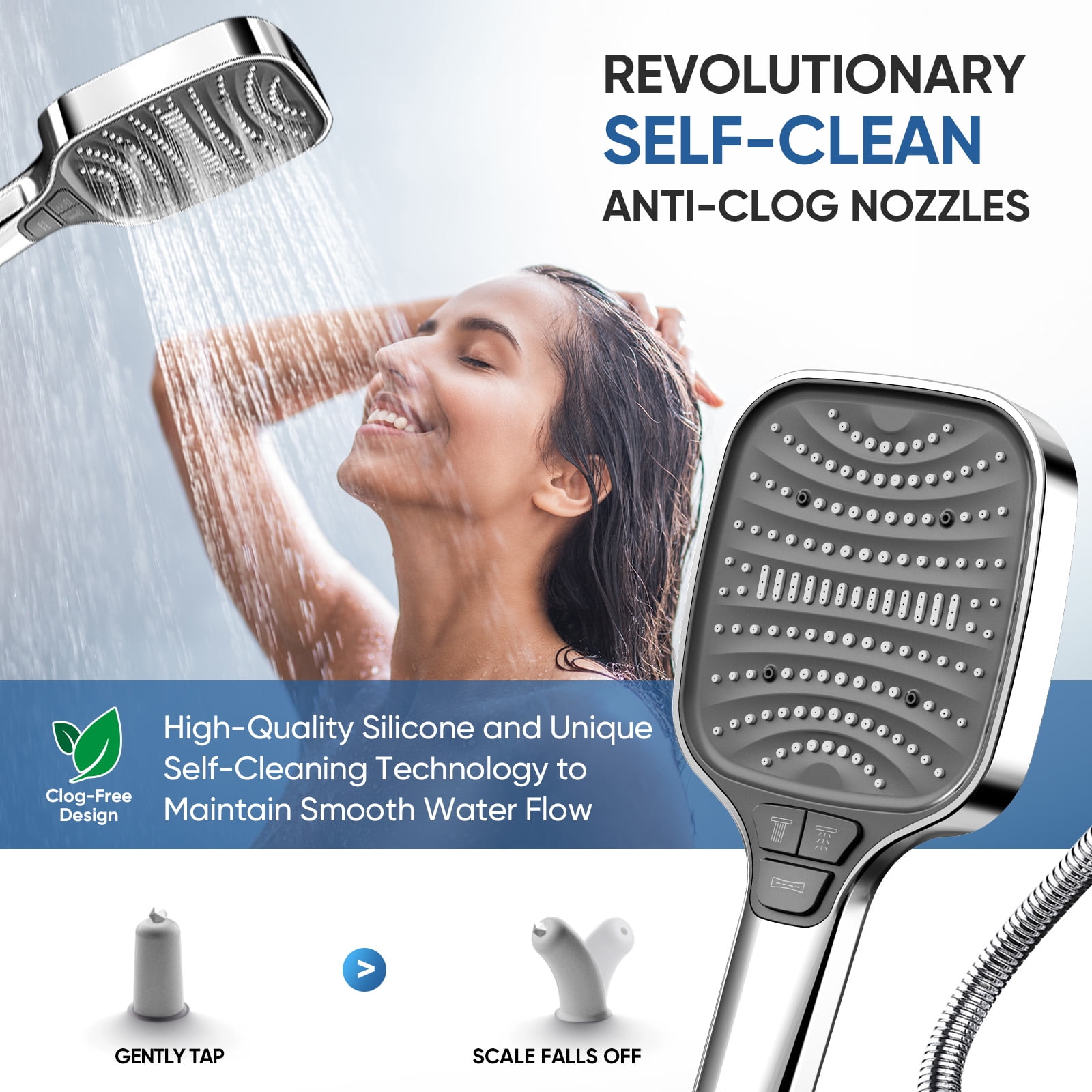 ENRUNEST, 8 Modes 2.5 GPM Wall Mount Showerhead and Handheld Shower
