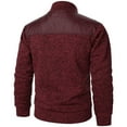 thumbnail image 4 of ibuvkizy Jackets for Men,Winter Coats for Men's New Fall Splicing Knit Shirt Zipper Top Solid Color Cardigan Jacket Wine,XXXL, 4 of 4