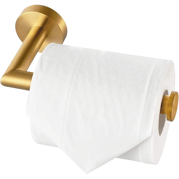 Rawiri Stainless Steel Wall-Mounted Toilet Paper Holder, Brushed Brass Finish, Durable 304 SUS Construction for Bathroom