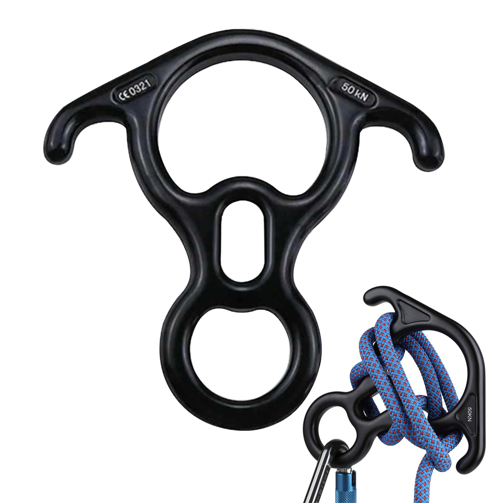 50KN Rope Descender Rock Climbing Rescue Rappelling Equipment Figure 8 Ring 