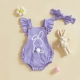 thumbnail image 2 of Edvintorg Baby Girl Newborn Clothes 0-18 Months Fashion Cute Rabbit Printed Ruffle Sleeveless Romper and Bow Headband Set Infant Baby Girl Cotton Clothes, 2 of 7