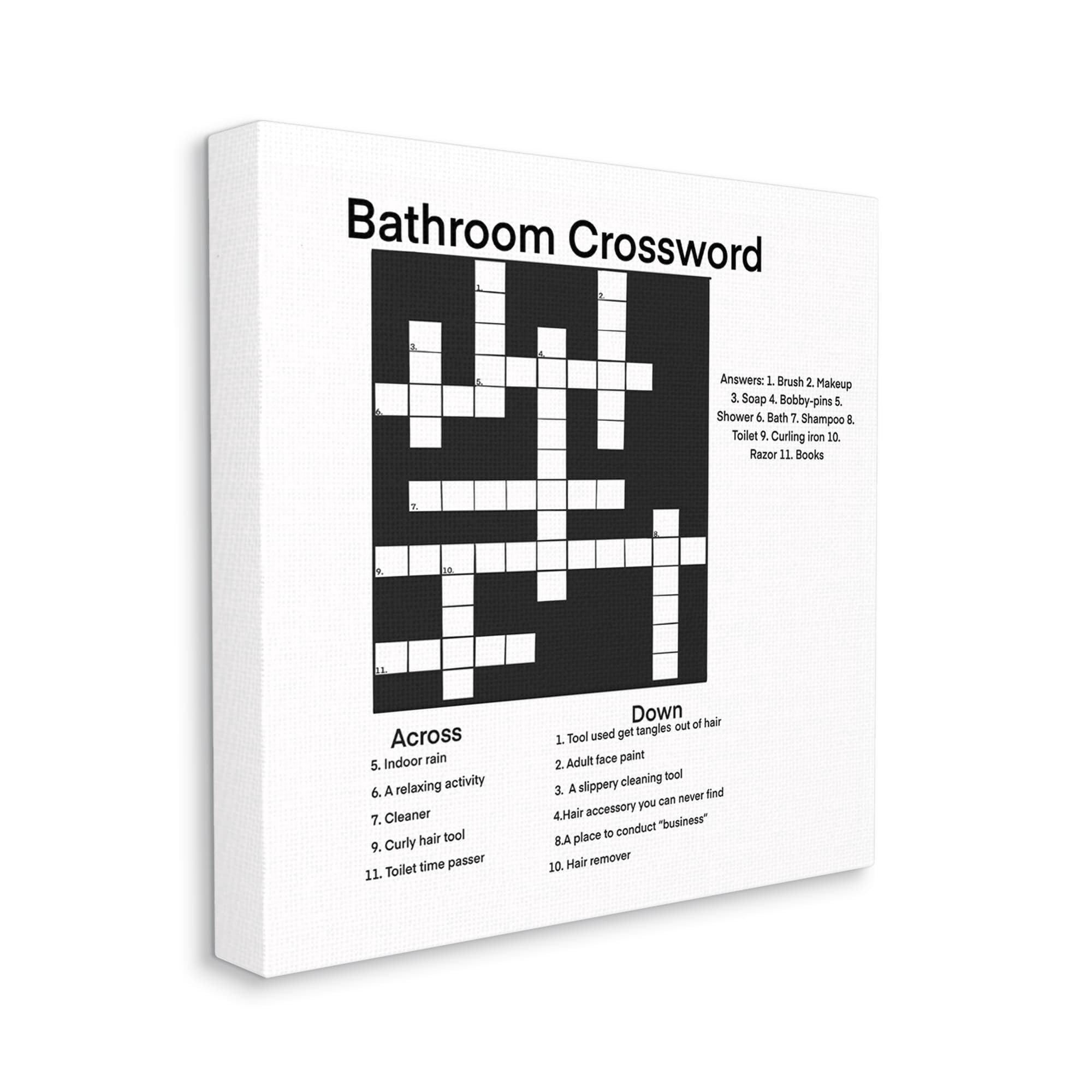 Stupell Industries Crossword Bathroom Puzzle Fun Toilet Game Sign,17 x 17, Design by Ashley Singleton