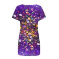 thumbnail image 4 of Viikei Women's Plus Size Maxi Dress,Women's Flowy Boho Short Sleeve Dress,Women's Short Sleeved Dress with Floral Print Round Neck Dress Multicolor XL, 4 of 5