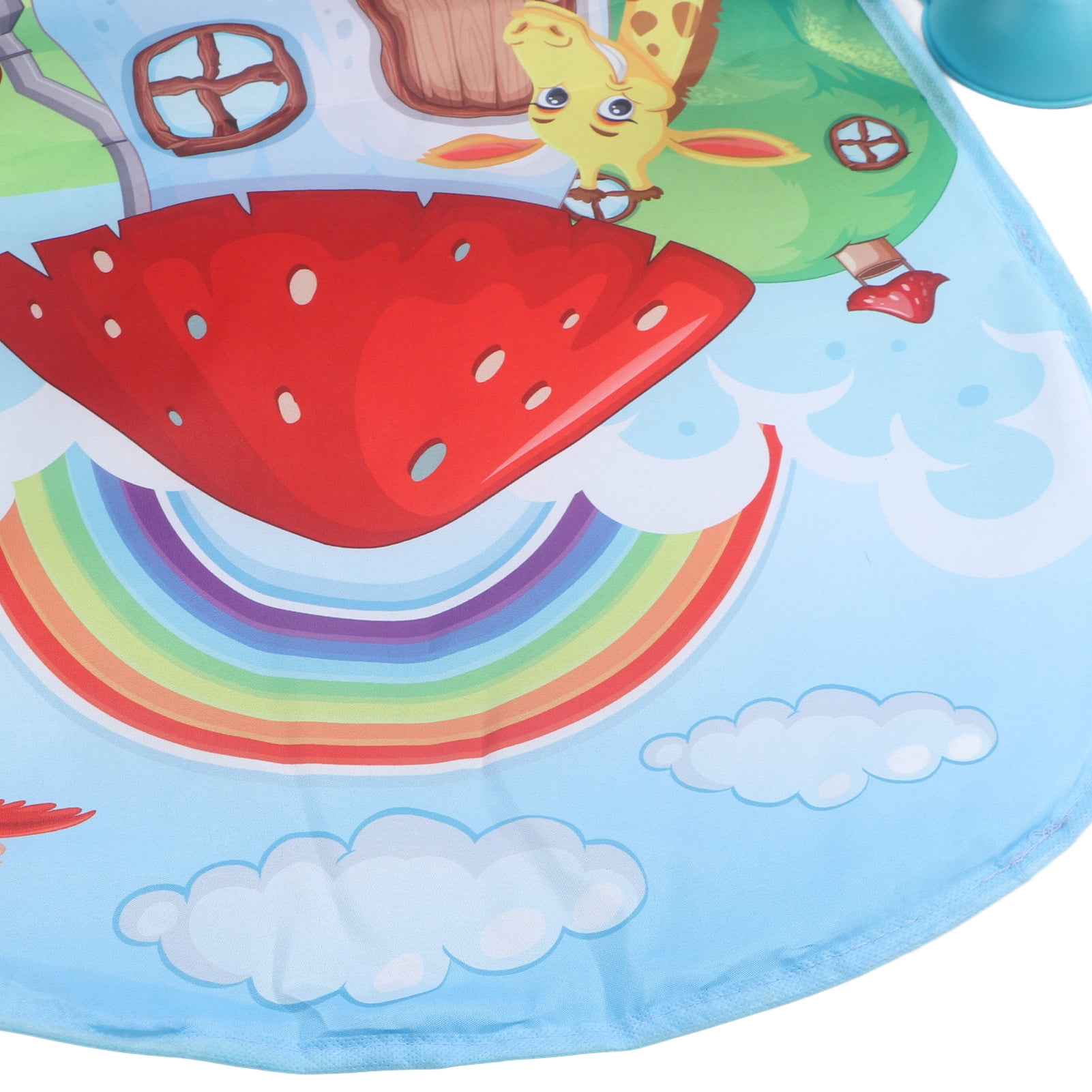BIMZUC Baby Gym Play Mat Learning Sensory Sound Infant Kick Play Piano Mat Toy for Newborns Mushroom Animal Pattern Tummy Time Activity Center with Hanging Toys Portable Design 17.32 inches / 44 cm
