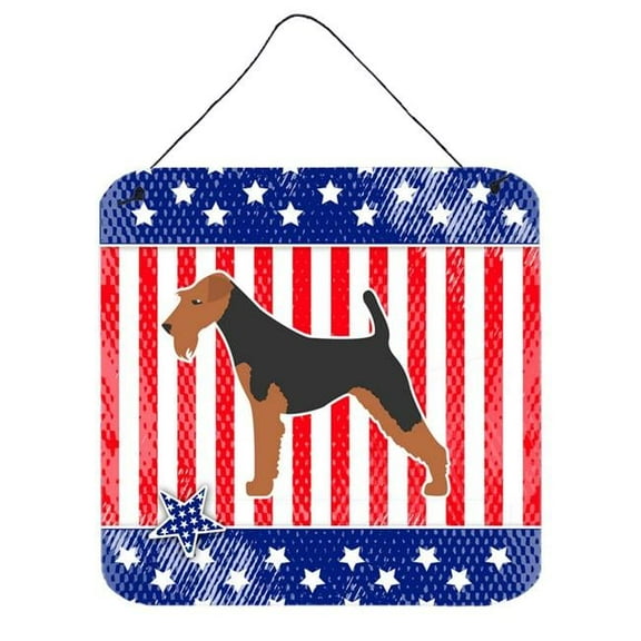 USA Patriotic Airedale Terrier Wall or Door Hanging Prints