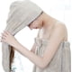 thumbnail image 3 of Conjunto de bata de baño, falda y gorro para secador de pelo color caqui para mujer, superabsorbente, 3 of 8