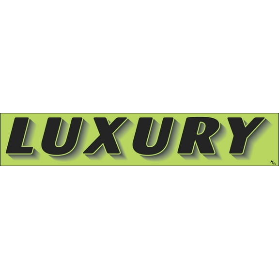Rectangular Slogan Windshield Sticker - Black/Neon Green - "Luxury" - 14 1/2ʺL x 2 3/4ʺH - Pack of 12